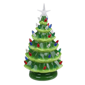 12.5" LED Lighted Retro Table Top Christmas Tree with Star Topper