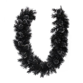 6' x 9 Pre-Lit Battery-Operated Black Bristle Artificial Christmas Garland - Warm White LED Lights