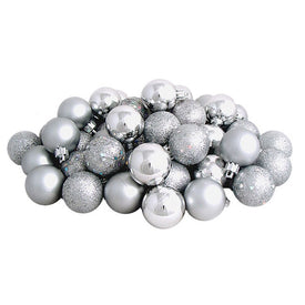 1.5" Silver Splendor Shatterproof Four-Finish Christmas Ball Ornaments 96-Count