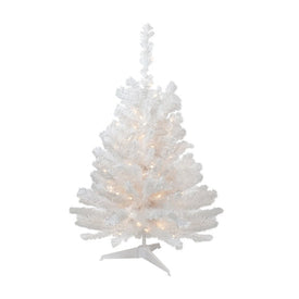 3' Pre-Lit Snow White Artificial Christmas Tree - Clear Lights