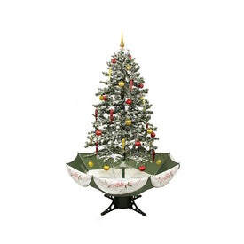 5.5' Pre-Lit Medium Musical Snowing Artificial Christmas Tree With Umbrella Base - Blue LED Lights