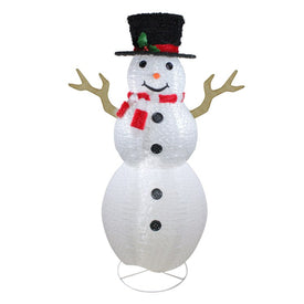 6' Pre-Lit Chenille Swirl Large Snowman with Top Hat Christmas Outdoor Decoration