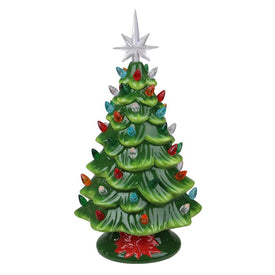 13" LED Lighted Retro Table Top Christmas Tree with Star Topper