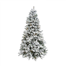9' Pre-Lit Medium Flocked Victoria Pine Artificial Christmas Tree - Dual Color LED Lights