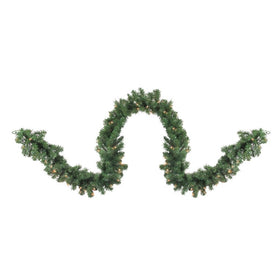 9' x 18" Pre-Lit Deluxe Windsor Green Pine Christmas Garland - Clear Lights
