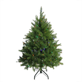 4' Pre-Lit Full Northern Pine Artificial Christmas Tree - Multi-Color LED Lights