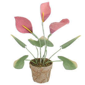 19" Pink and Green Decorative Calla Lily Artificial Christmas Plants