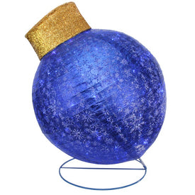 36" Blue LED Lighted Twinkling Glitter Christmas Ball Ornament Outdoor Yard Decor