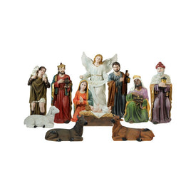 Eleven-Piece Multi-Color Religious Christmas Nativity Figurine Set