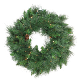24" Pre-Lit White Valley Pine Artificial Christmas Wreath with Clear Lights