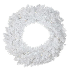 24" Pre-Lit LED White Pine Artificial Christmas Wreath with Candlelight Lights