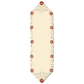 15" x 52" Beige Embroidered Floral Christmas Table Runner