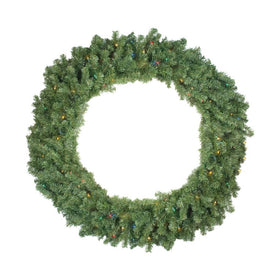 48" Pre-Lit Canadian Pine Artificial Christmas Wreath with Multi-Color Lights