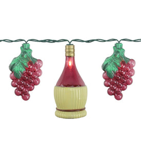 10-Count Grape and Wine Bottle Novelty String Christmas Light Set with 7.5' Green Wire
