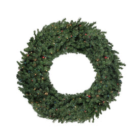 60" Pre-Lit Commercial Canadian Pine Artificial Christmas Wreath with Multi Lights