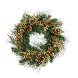 26" Gold Glitter Pine Cone and Berry Artificial Christmas Wreath - Unlit