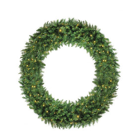 72" Pre-Lit Buffalo Fir Commercial Artificial Christmas Wreath with Warm White Lights