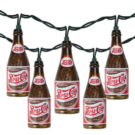 10-Count Brown and Red Vintage Pepsi Bottle Novelty Christmas Light Set with 8.5' White Wire