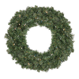 24" Pre Lit LED Canadian Pine Artificial Christmas Wreath with Clear Lights
