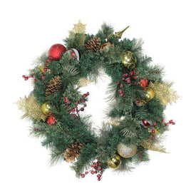 30" Foliage and Ornaments Filled Artificial Christmas Wreath - Unlit