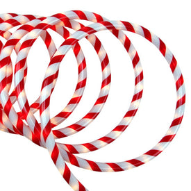 18' Red and White Striped Candy Cane Christmas Rope Light