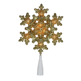 9" Lighted Gold Snowflake Christmas Tree Topper with Clear Lights