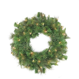 60" Pre-Lit Canyon Pine Artificial Christmas Wreath with Clear Lights