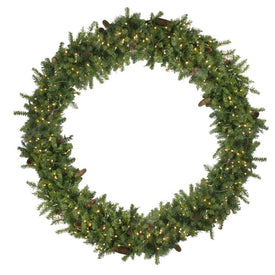 72" Pre-Lit Dakota Red Pine Artificial Christmas Wreath with Warm White LED Lights