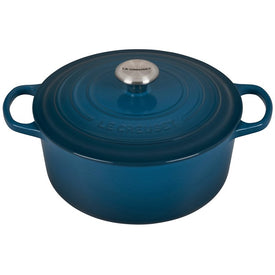 Signature 5.5-Quart Cast Iron Round Dutch Oven with Stainless Steel Knob - Deep Teal