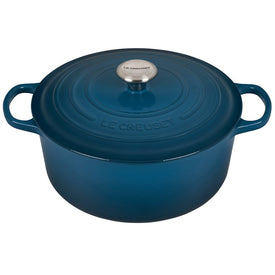 Signature 7.25-Quart Cast Iron Round Dutch Oven with Stainless Steel Knob - Deep Teal