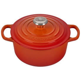 Signature 2-Quart Cast Iron Round Dutch Oven with Stainless Steel Knob - Flame