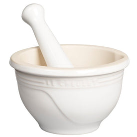 10 Oz Stoneware Mortar and Pestle Set - White