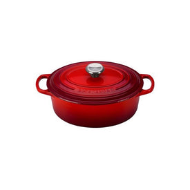 Signature 2.75-Quart Cast Iron Oval Dutch Oven with Stainless Steel Knob - Cerise
