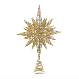 16.5" Gold Glitter Wire 3D Star Tree Topper