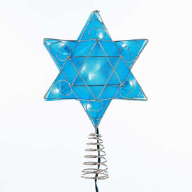 10-Light LED Silver and Blue Shimmer Star Tree Topper