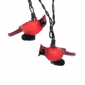 10-Light Plastic Red Cardinal Light Set