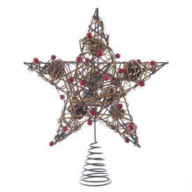 12" Natural Brown Star Tree Topper with Berries