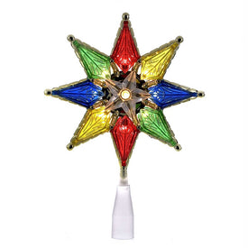 10-Light 8" 8-Point Multi-Colored Star Tree Topper