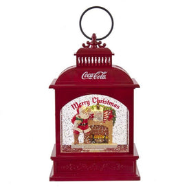 9" Battery-Operated LED Coke Santa Lantern