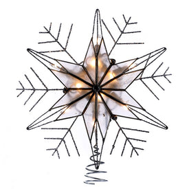 10-Light 10" Silver Capiz Wire Snowflake Tree Topper