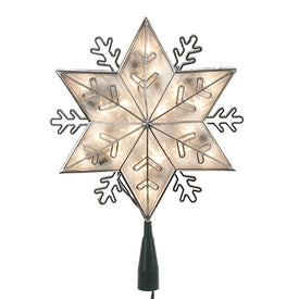 20-Light Silver Snow Tree Topper with Clear Bulbs