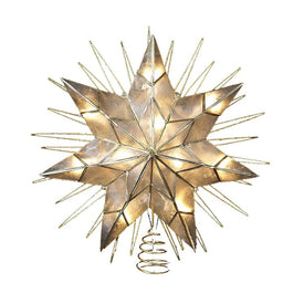 14" 7-Point Natural Capiz Star Lighted Tree Topper
