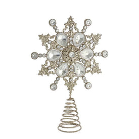 Tin and Plastic Jewel Snowflake Tree Topper