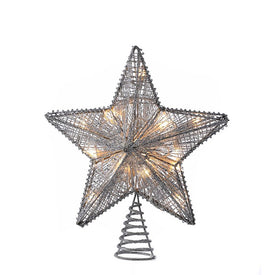 10" Silver Star Tree Topper with 10 Mini Lights