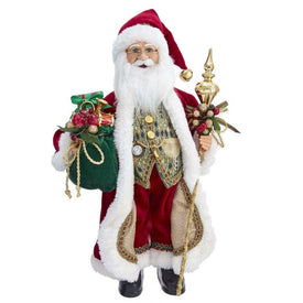 17" Kringle Klaus Elegant Santa with Staff and Bag of Gifts