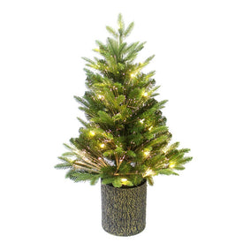 32" Northern Light Potted Tree with Fiber Optics and Warm White LED Lights