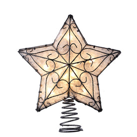 10-Light Trimmed Capiz Look Star Tree Topper