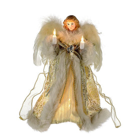 10-Light 10" Ivory and Gold Angel Tree Topper