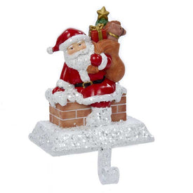 6.5" Resin Santa with Gift Box Stocking Holder