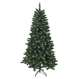 6-Foot Pre-Lit Green Pine Tree with Multi-Colored Lights